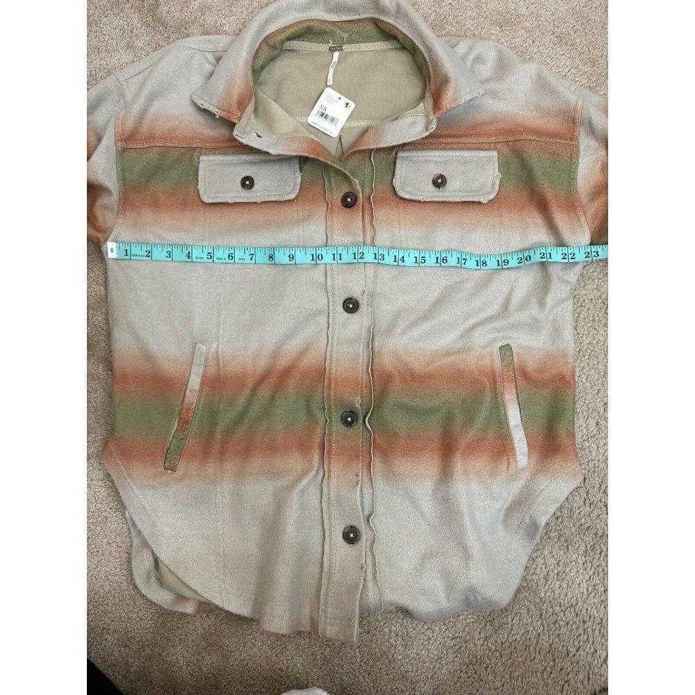 Free People Printed Ruby Shacket Long Sleeve Distressed Mazipan Combo XS - Picture 14 of 15